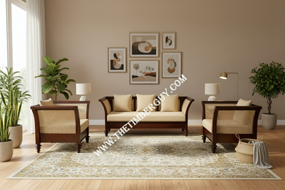 Mid Century designer wooden rattan cane sofa with cushion - Make your combination !