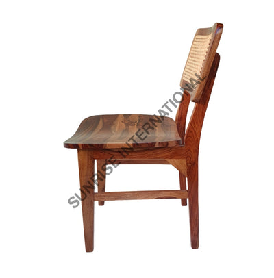 Mid Century Wooden Chandigarh Dining Chair With Cane Rattan Work At Back ! Home &