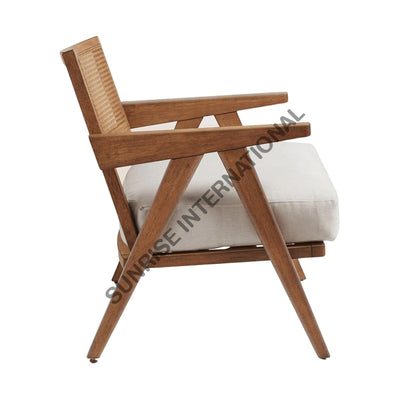 Mid Century sheesham wood leisure accent arm chair with rattan cane work & seat cushion! Home & Living:Furniture:Living