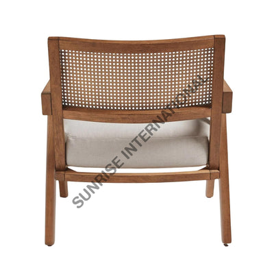 Mid Century sheesham wood leisure accent arm chair with rattan cane work & seat cushion! Home & Living:Furniture:Living