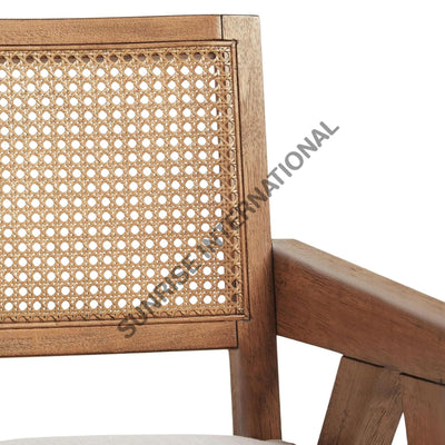 Mid Century sheesham wood leisure accent arm chair with rattan cane work & seat cushion! Home & Living:Furniture:Living