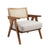 Mid Century sheesham wood leisure accent arm chair with rattan cane work & seat cushion !