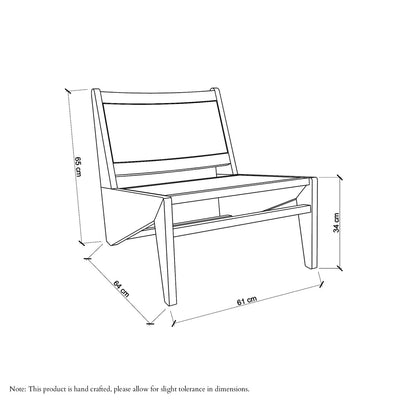 Mid Century wooden Kangaroo lounge chair - Rattan cane Style Chandigarh chair Furniture