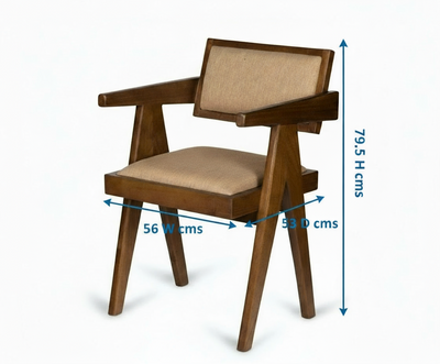 Mid Century wooden Relaxing Arm Chandigarh chair with seat & back cushion for home, restaurant, cafe !