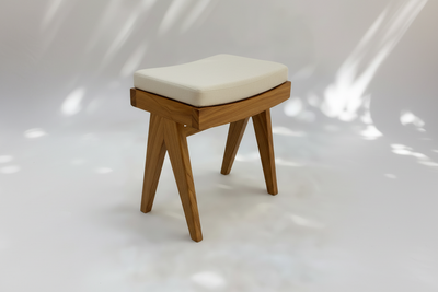 Mid Century wooden Stool Furniture with seat cushion