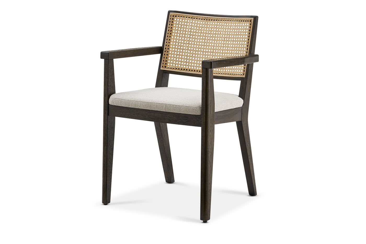 Mid Century wooden dining armchair with rattan cane work & seat cushion !