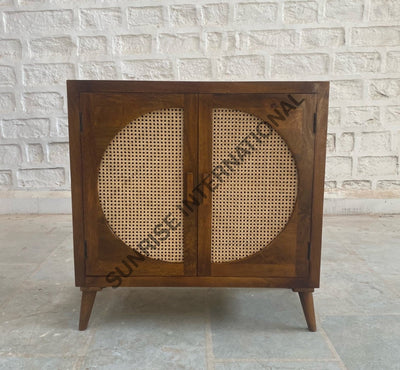 Mid Century wooden shoe cabinet rack with rattan cane work! Home & Living:Furniture:Living Room:Chairs