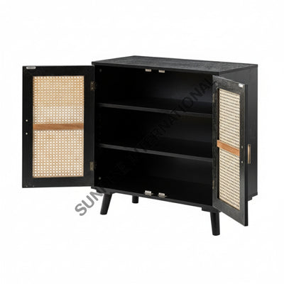 Mid Century wooden shoe cabinet rack with rattan cane work! Home & Living:Furniture:Living Room:Chairs