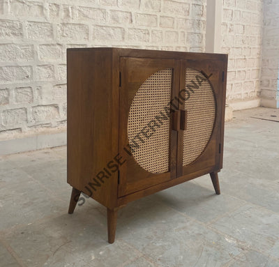 Mid Century wooden shoe cabinet rack with rattan cane work! Home & Living:Furniture:Living Room:Chairs