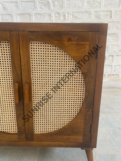 Mid Century wooden shoe cabinet rack with rattan cane work! Home & Living:Furniture:Living Room:Chairs