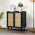 Mid Century wooden shoe cabinet rack with rattan cane work !