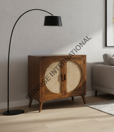 Mid Century wooden sideboard cabinet with rattan cane work! Home & Living:Furniture:Living Room:Chairs
