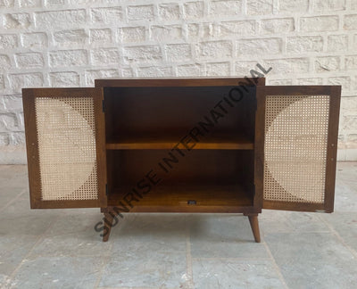 Mid Century wooden sideboard cabinet with rattan cane work! Home & Living:Furniture:Living Room:Chairs