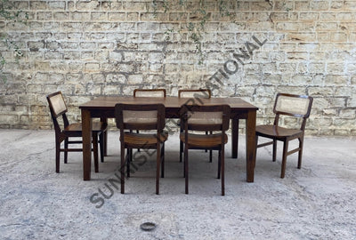 Mid Century Solid Sheesham Wood Storage Dining Table With 6 Chair Furniture Set ! Home &