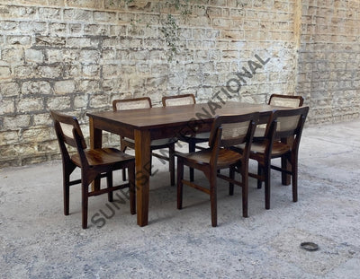 Mid Century Solid Sheesham Wood Storage Dining Table With 6 Chair Furniture Set ! Home &
