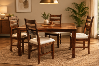 Modern 4 seater wooden Dining table chair set !