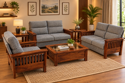 5 seater wooden sofa set