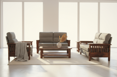 Modern Contemporary Wooden 2+2+1 Seater Sofa set with 1 center table !