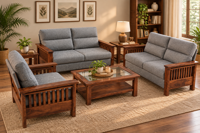 wooden 5 seater sofa set