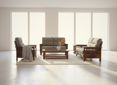 Modern Contemporary Wooden 2+2+1 Seater Sofa set with 1 center table !