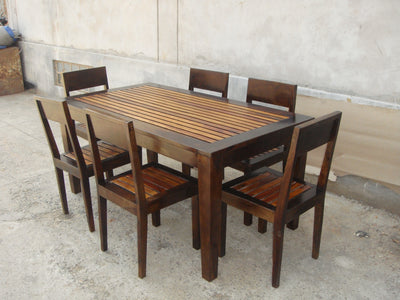 Modern NEW Wooden Dining set ( 1 Table , 6 chairs ) (Two Tone)