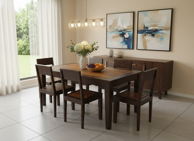 solid wood 6 seater dining table set designs online