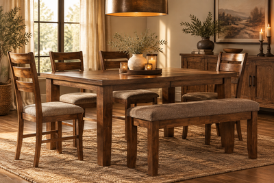 Modern Wooden 6ft approx Dining table with  4 chair, 1 Bench set !