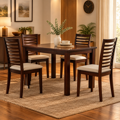 Modern Wooden Dining Table with 4 cushioned Chair set  !!