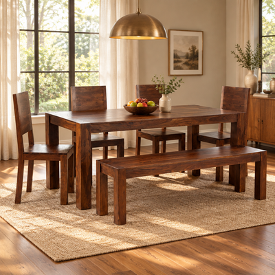 Monalisa Wooden Dining table (5ft approx.) with 4 chairs & 1 Bench furniture set