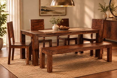 Monalisa Wooden Dining table (6ft approx.) with 4 chairs & 1 Bench furniture set