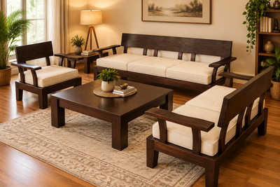 wooden 6 seater sofa set