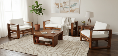 NEW Stylish Wooden Sofa set 2 + 1 + 1 with 1 SQUARE Table !!