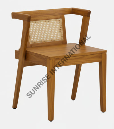 Nordic Design Wood 3pc Wooden Dining table Set (1 Table + 2 chairs) with rattan cane for restaurant cafe & home Home &