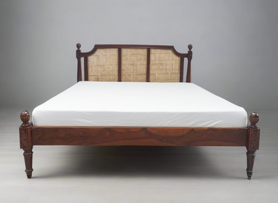 Rattan bed | Cane Bed | Rattan Cane Sheesham wood bed | KING / QUEEN / SINGLE BED | Handmade wooden bed design