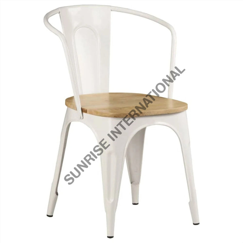 Restaurant Cafe outdoor Metal & wood Tolix type stackable Arm Chair fo