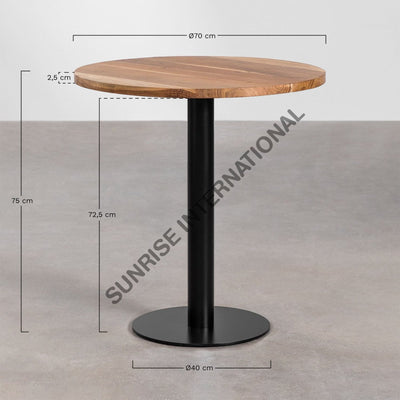 Restaurant Pub Bar Café Round Dining Table With Wooden Top & Metal Legs!