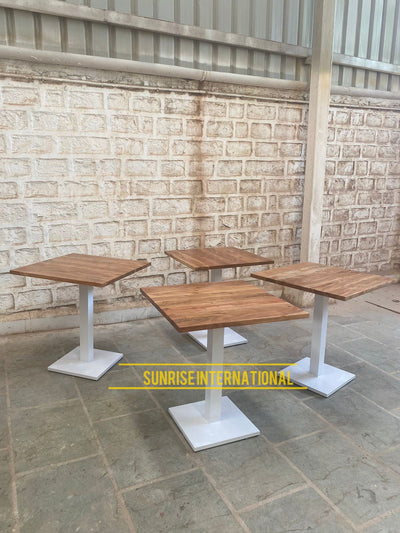 Restaurant, pub, bar, café square dining table with wooden top & metal Legs !