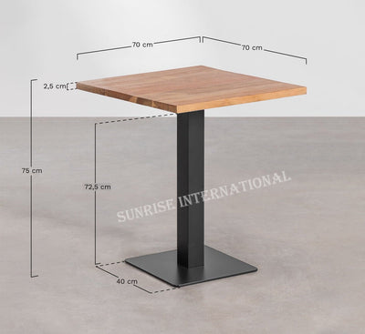 Restaurant, pub, bar, café square dining table with wooden top & metal Legs !