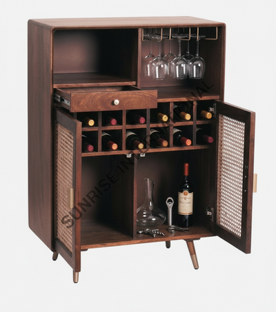 solid wood designer bar cabinet rack online