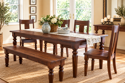 Shaker Wooden Dining table with 4 chairs & 1 bench set