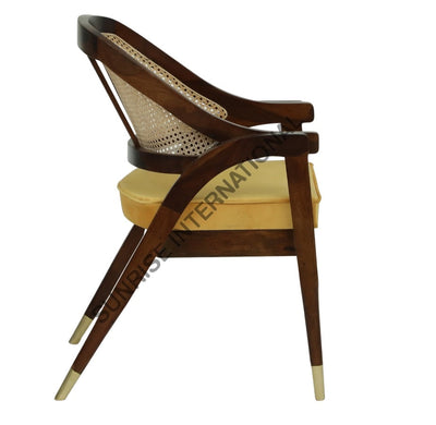 Sheesham Wood Restaurant Accent Arm Chair With Rattan Cane Work & Seat Cushion ! Home