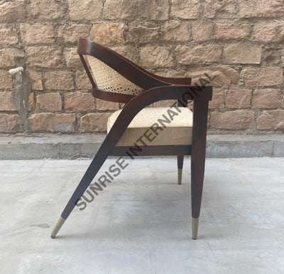 Sheesham wood restaurant accent arm chair with rattan cane work & seat cushion! Home & Living:Furniture:Living