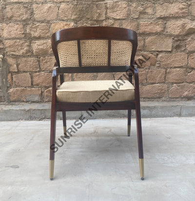 Sheesham wood restaurant accent arm chair with rattan cane work & seat cushion! Home & Living:Furniture:Living