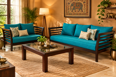 wooden 5 seater sofa set for living room