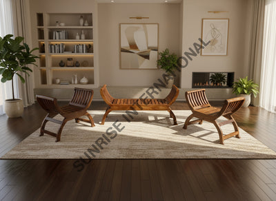 Sofa set - Wooden living room bench / stool (Set of 3) Home & Living:Furniture:Living Room:Chairs