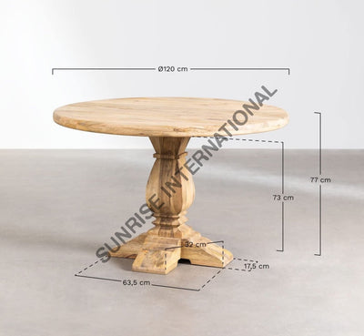 Solid Mango Wood 4 Seater Round Dining Table 120 X X77H Cms ! Home & Living:furniture:dining Room