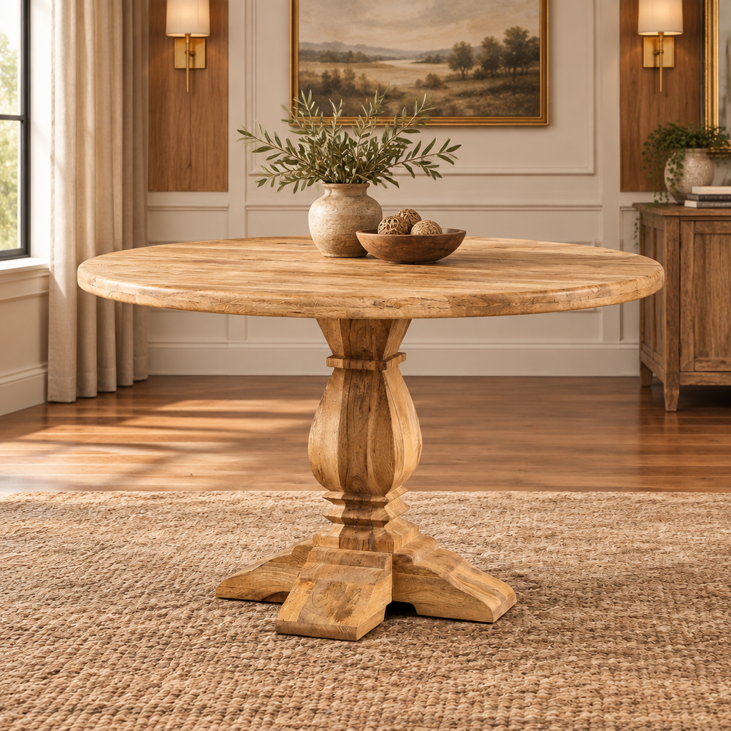 Solid Mango Wood 4 Seater Round Dining table 120 x 120 x77H cms !