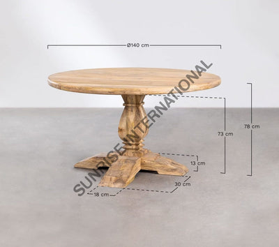 Solid Mango Wood 6 Seater Round Dining Table 140 X X77H Cms ! Home & Living:furniture:dining Room
