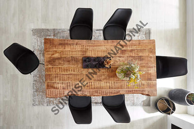 Solid Mango live edge slab dining table with U shape Metal legs