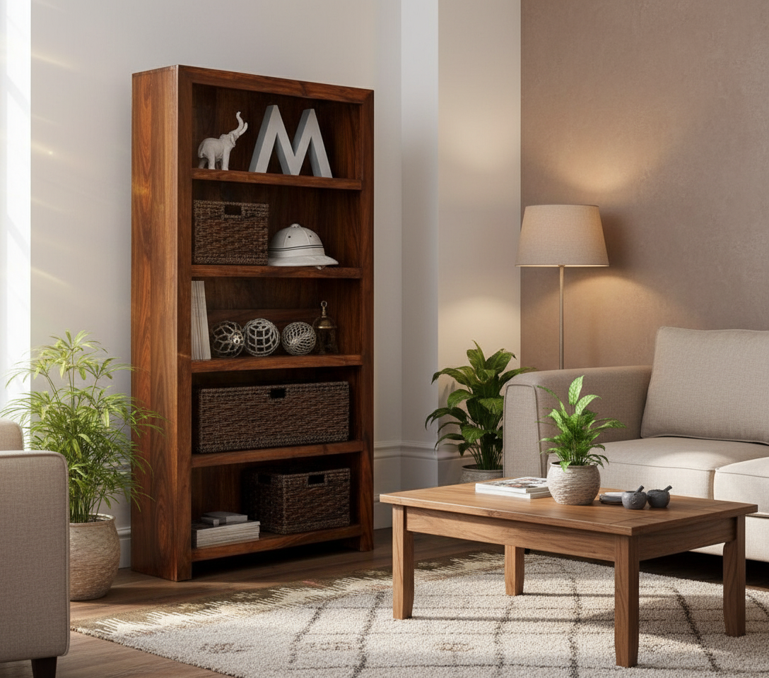 Solid Sheesham Wood Bookcase Bookshelf for home, office, library